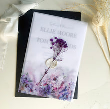 Load image into Gallery viewer, Personalised Vellum Wrap Wedding Invitation - Lavender Floral Design