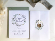Load image into Gallery viewer, Personalised Vellum Wrap Wedding Invitation - Eucalyptus Design