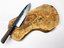 Load image into Gallery viewer, Personalised Olive Wood Cutting Board Worktop Saver Gift