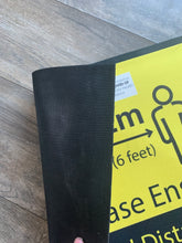 Load image into Gallery viewer, Social Distancing COVID-19 Floor Mat Work Protective Safety Rubber Back Yellow 60cm x 40cm Machine Washable