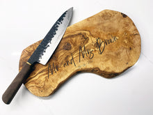 Load image into Gallery viewer, Personalised Olive Wood Cutting Board Worktop Saver Gift Wedding Gift