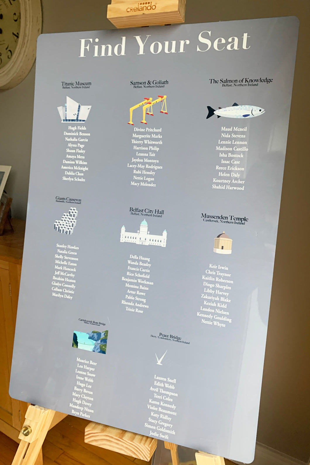 Gloss Aluminium Themed Wedding Table Plan Sign