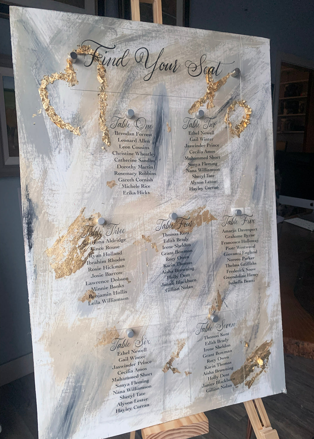 Gold Leaf Wedding Table Plan With Acrylic