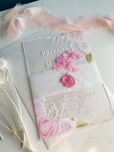 Load image into Gallery viewer, Personalised Acrylic Wedding Invitation - Pink Rose Floral Design
