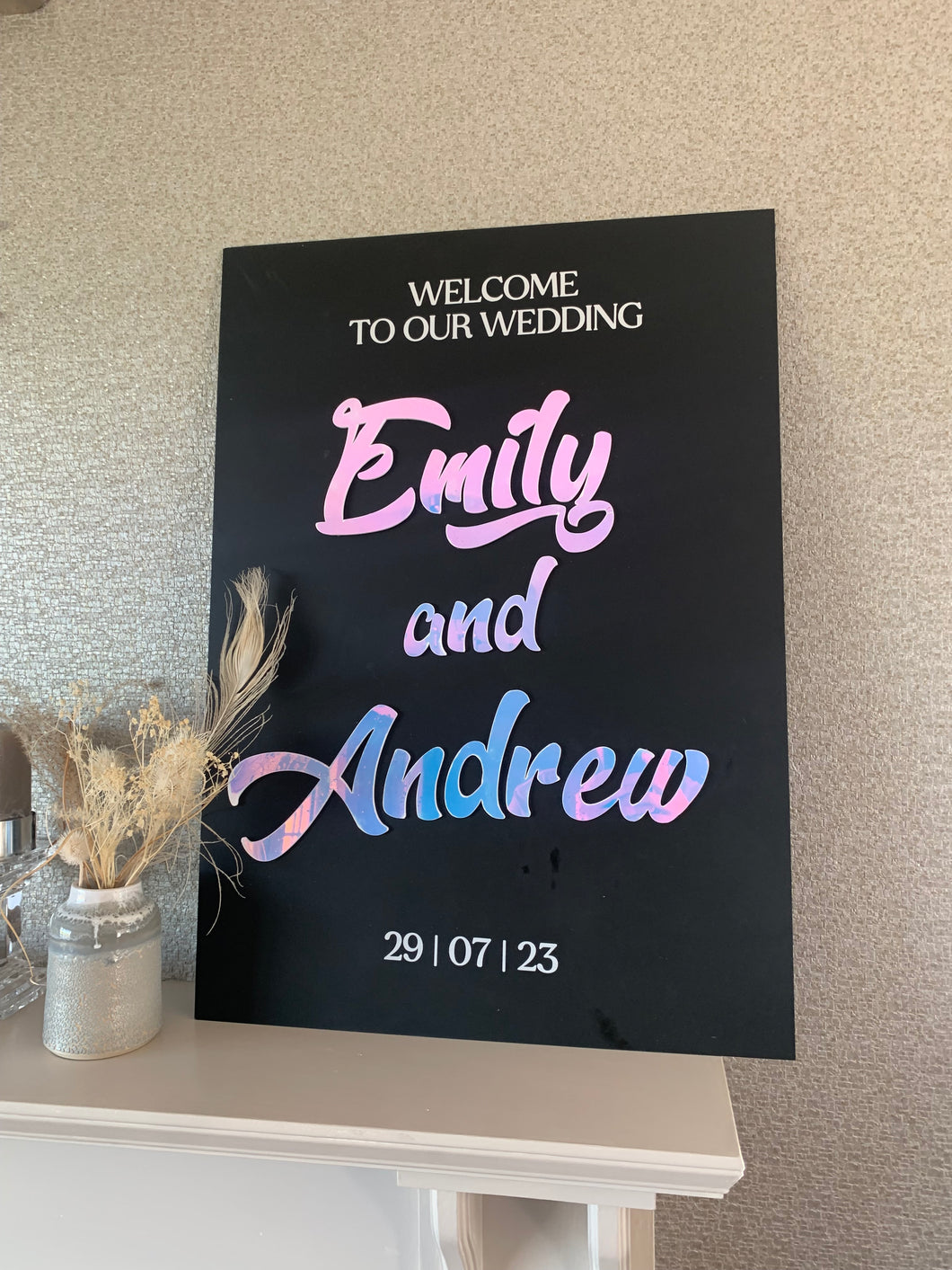 Acrylic Wedding Welcome Sign With 3D Names