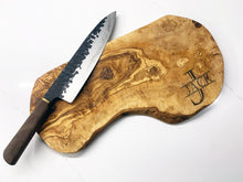Load image into Gallery viewer, Personalised Olive Wood Cutting Board Worktop Saver Gift
