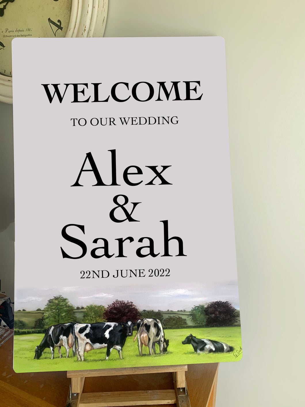 Friesian Cows Wedding Welcome Sign