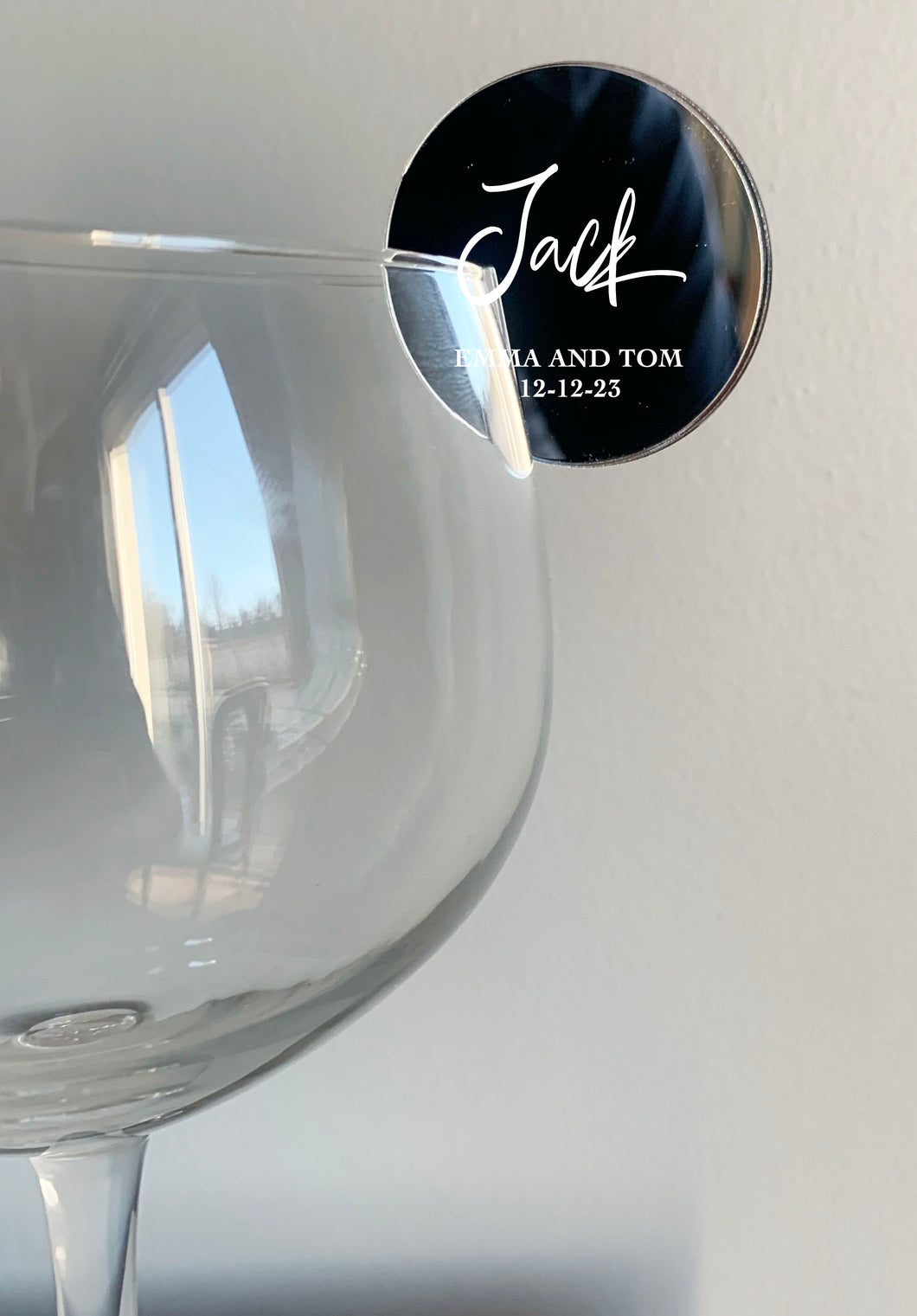 Personalised Acrylic Place Name For Wine Glass / Cocktail Glass / Champagne Glass