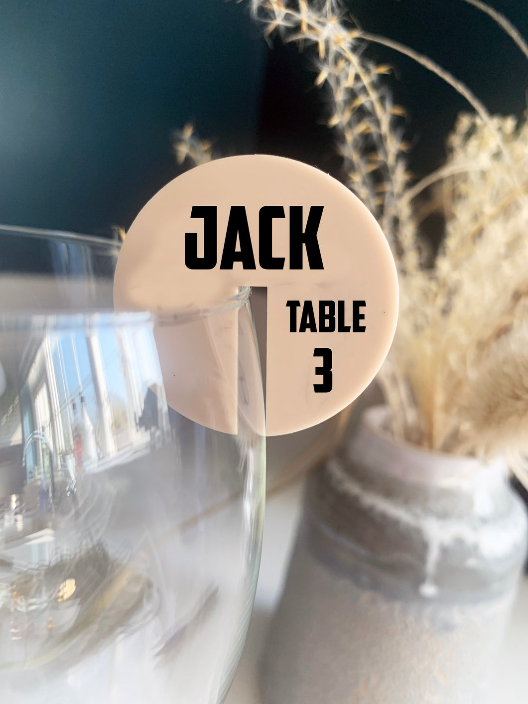 Personalised Acrylic Drink Name For Cocktail Glass - Black Bold Text