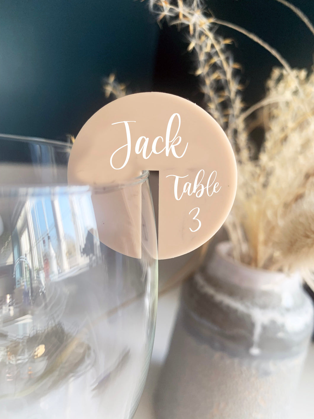 Personalised Acrylic Drink Name For Cocktail Glass - White Script Text