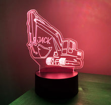 Load image into Gallery viewer, Personalised Colour Changing Digger Excavator Night Light
