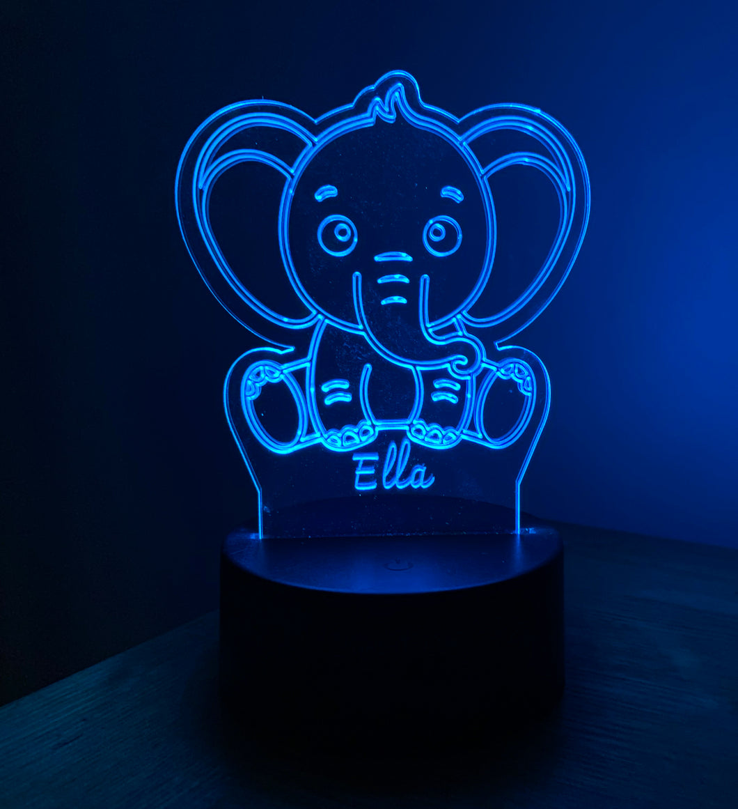 Personalised Colour Changing Elephant Night Light