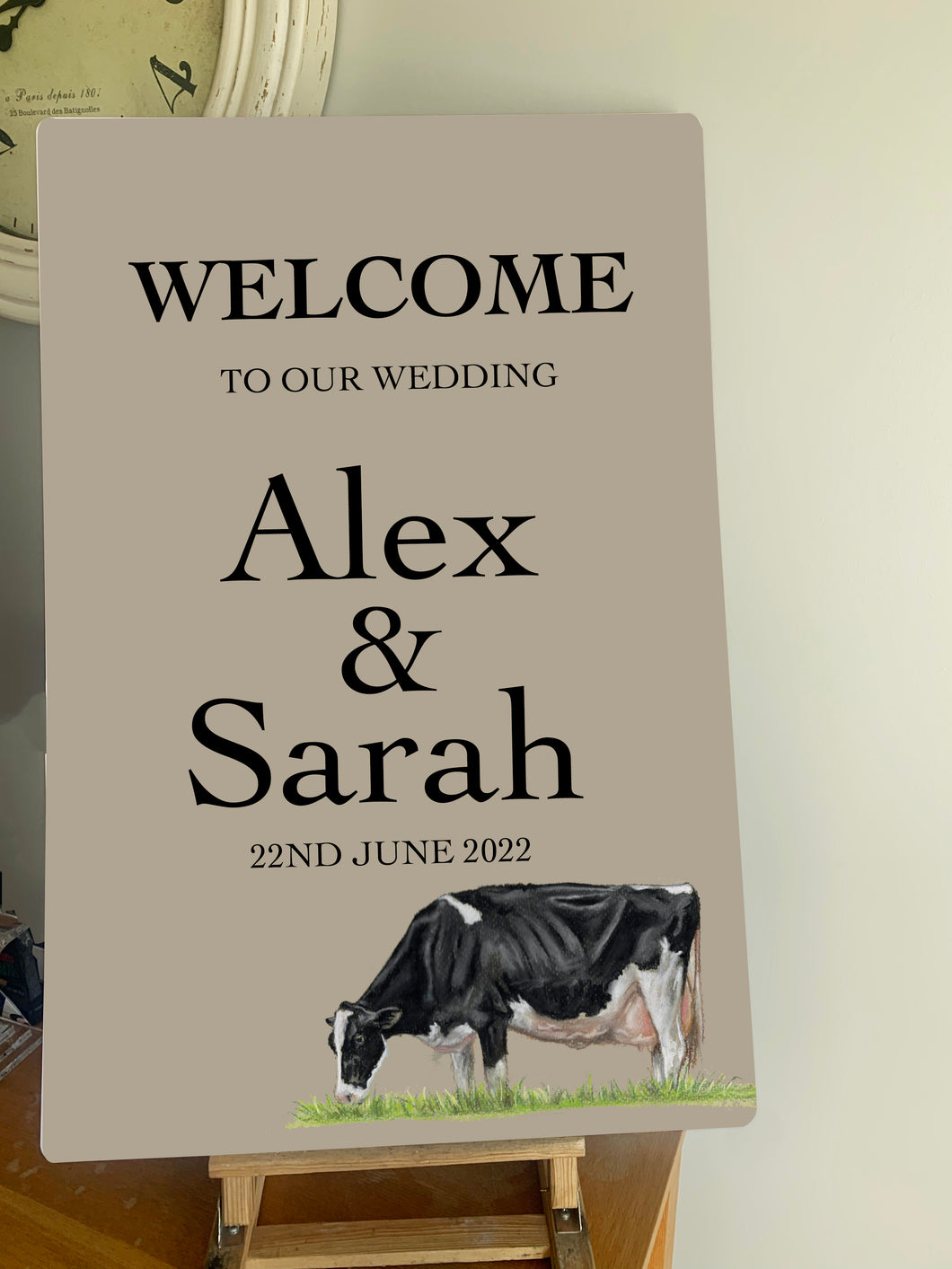 Friesian Cow Farming Themed Wedding Welcome Sign - Various Breeds Available