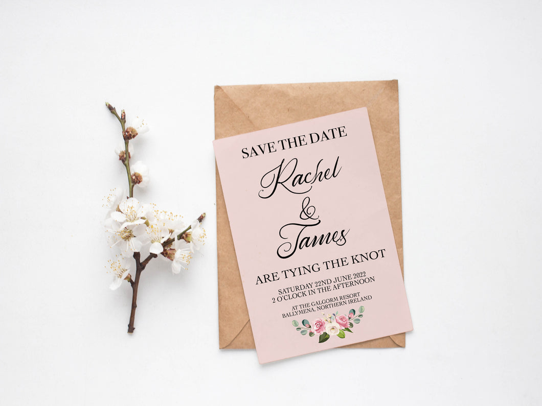 Floral Design A5 Paper Save The Date