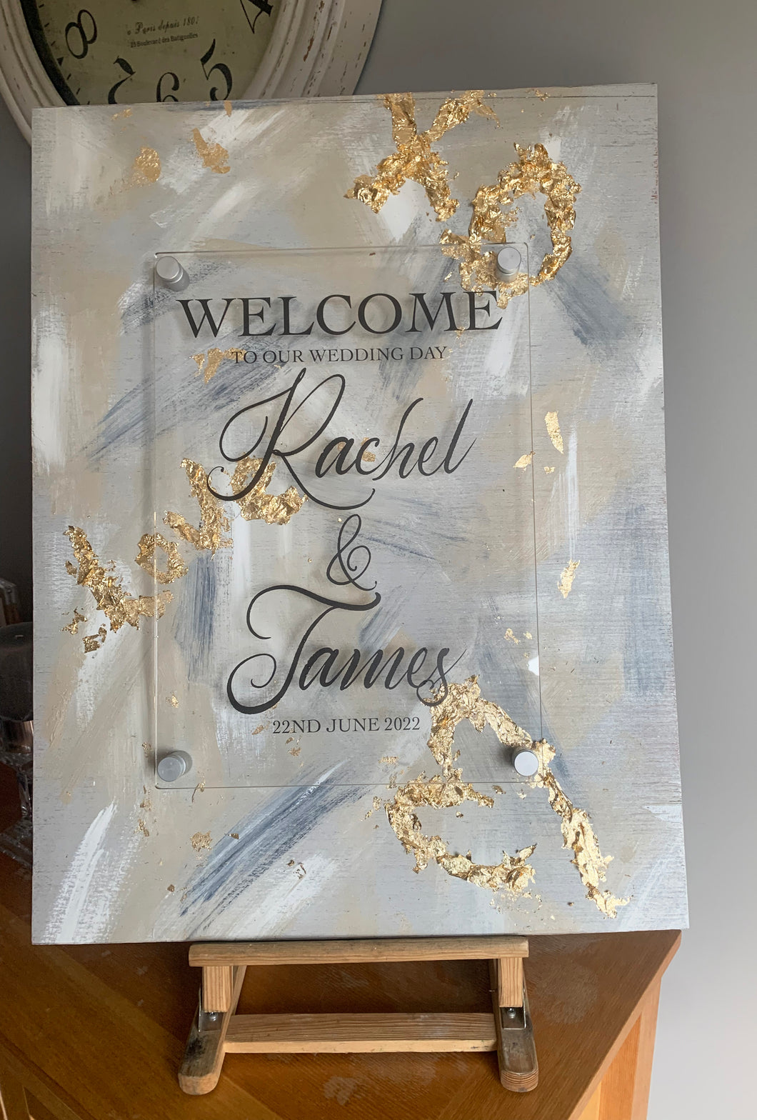 Acrylic Wedding Welcome Sign With Gold Leaf