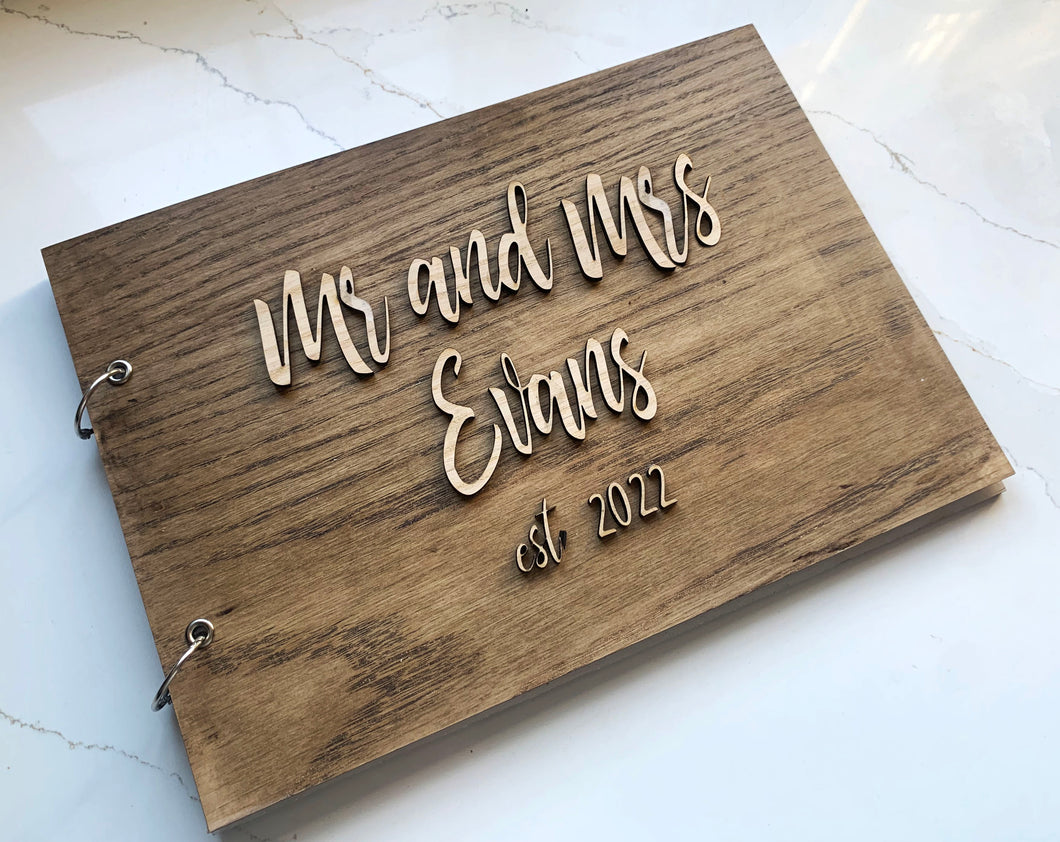 Wooden Guest Book With 3D Lettering
