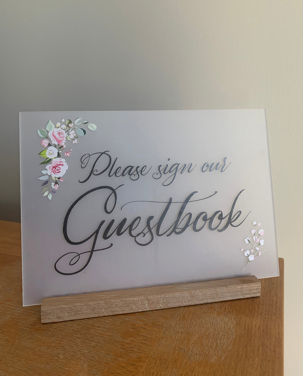 Please Sign Our Guest Book Floral Design Acrylic Wedding Sign