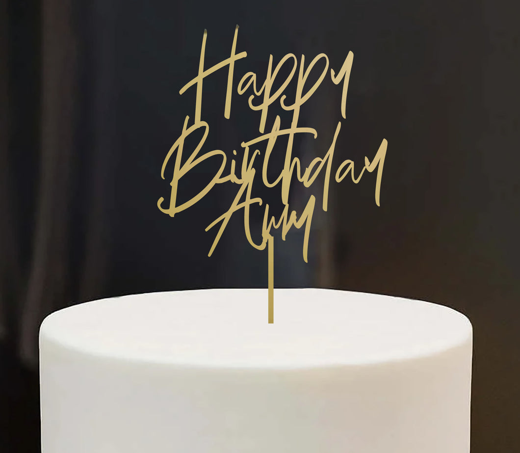 Luxury Acrylic Cake Topper - Happy Birthday Name