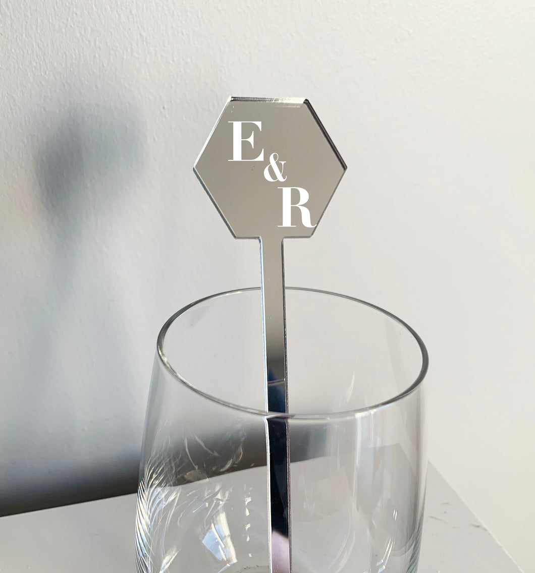 Modern Hexagon Acrylic Stirrer Sticks For Wine Glass / Cocktail Glass / Champagne Glass Wedding Décor