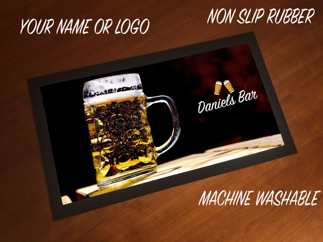 Personalised Custom Logo Beer Bar Washable Mat Runner Party Pub Restaurant