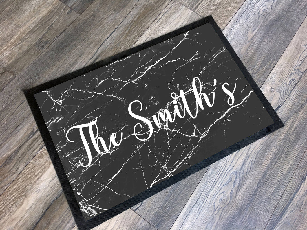 Family Name Doormat Marble Monochrome / Personalized Name Doormat / Family Welcome Mat / New Home Gift / Realtor Gift / Housewarming Gift