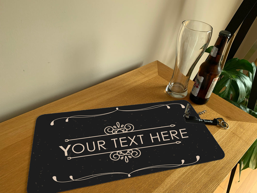 Custom Personalised Bar Beer Mat Runner - Home Bar Spill Mat Gift - Personalised Mat Bar Decor - Man Cave Gift Housewarming Gift For Men