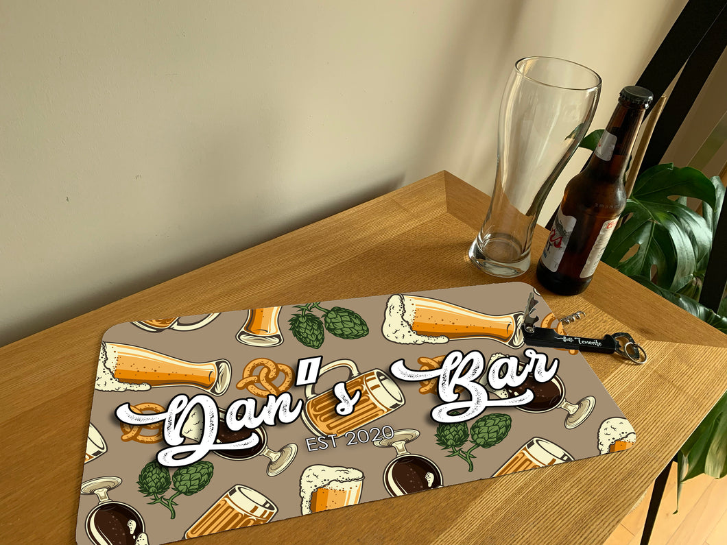 Custom Personalised Bar Runner - Home Bar Spill Mat Gift - Personalised Mat Bar Decor - Man Cave Gift Housewarming Gift For Men