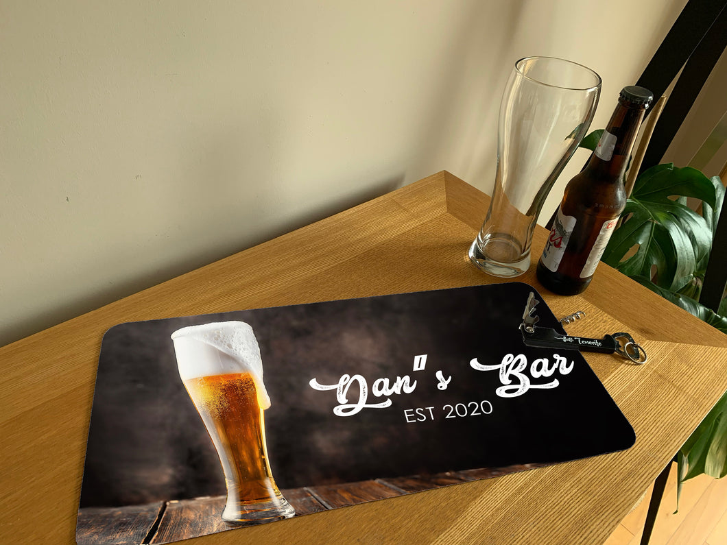 Custom Personalised Bar Runner - Home Bar Spill Mat Gift - Personalised Mat Bar Decor - Man Cave Gift Housewarming Gift For Men