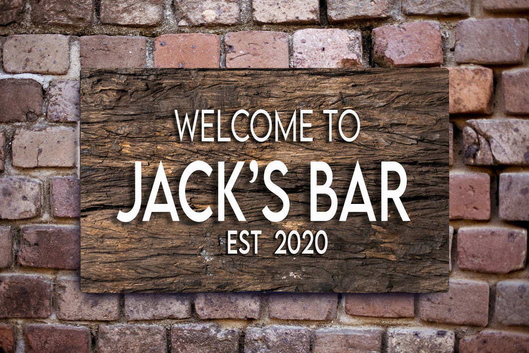 Personalised Garden Bar Home Bar Sign With Beer Bottles, Man Cave, Metal, Outdoor / Indoor, 30cm x 20cm, Personalised Sign Custom