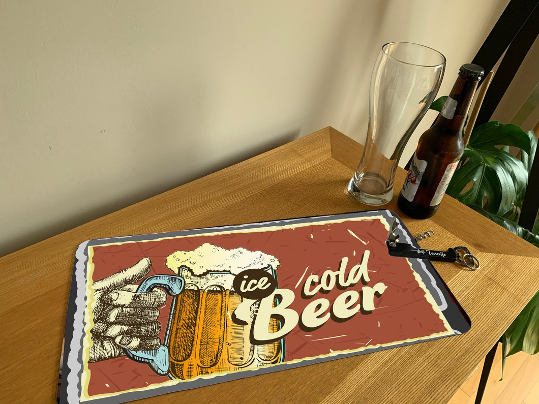 Ice Cold Beer Alcohol Beer Runner Bar Gift Man Cave Washable Mat Runner Party Pub Restaurant