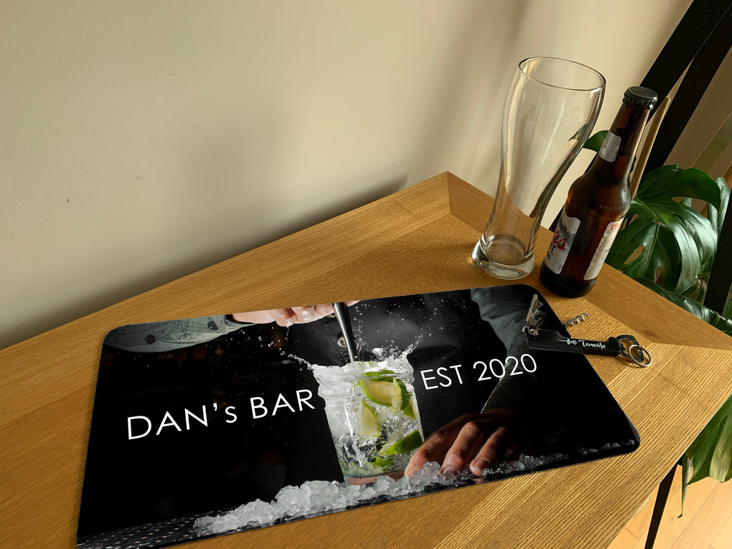 Custom Personalised Bar Runner - Home Bar Spill Mat Gift - Personalised Mat Bar Decor - Man Cave Gift Housewarming Gift For Men Gin