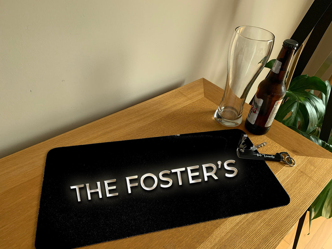 Custom Personalised Bar Runner - Home Bar Spill Mat Gift - Personalised Mat Bar Decor - Man Cave Gift Housewarming Gift For Men Gin