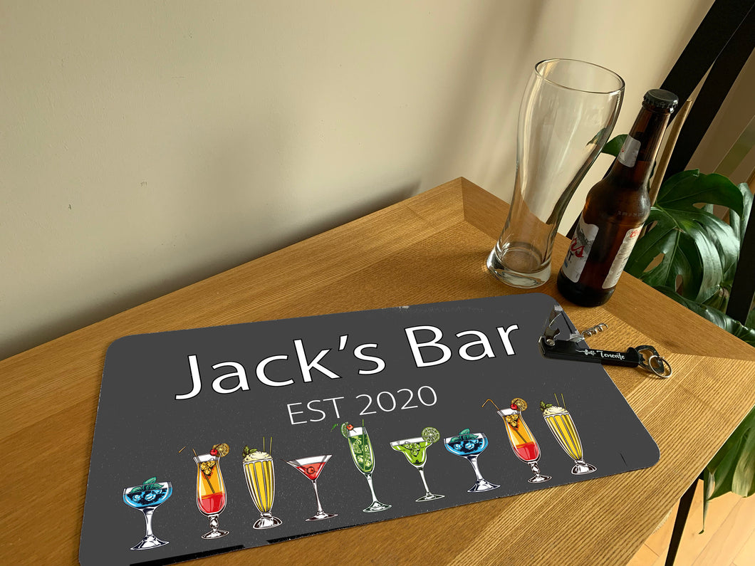 Custom Personalised Bar Runner - Home Bar Spill Mat Gift - Personalised Mat Bar Decor - Man Cave Gift Housewarming Gift For Men Gin