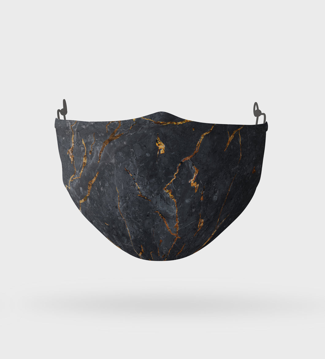 Black And Gold Marble Effect Washable Two Layer Face Mask Protective Mask