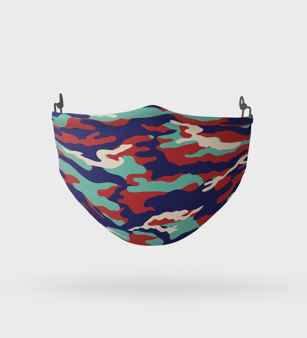 Navy Red White Camouflage Washable Two Layer Face Mask Protective Mask