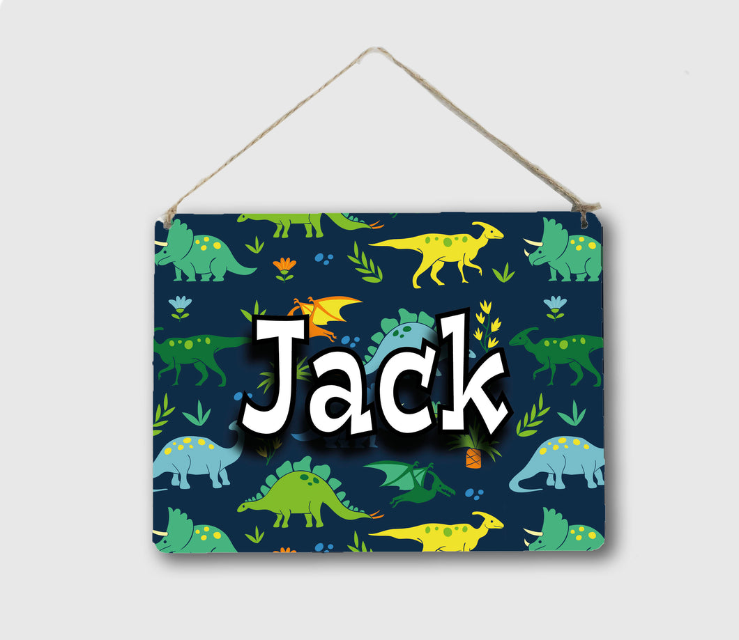 Personalised Dinosaur Childrens Room Name Home Sign, Boys Room, Metal, Outdoor / Indoor, Personalised Sign Custom
