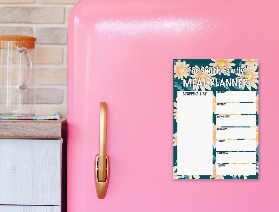 Custom Family Name Weekly metal Planner Drywipe Meal Planner Whiteboard With Free Pen