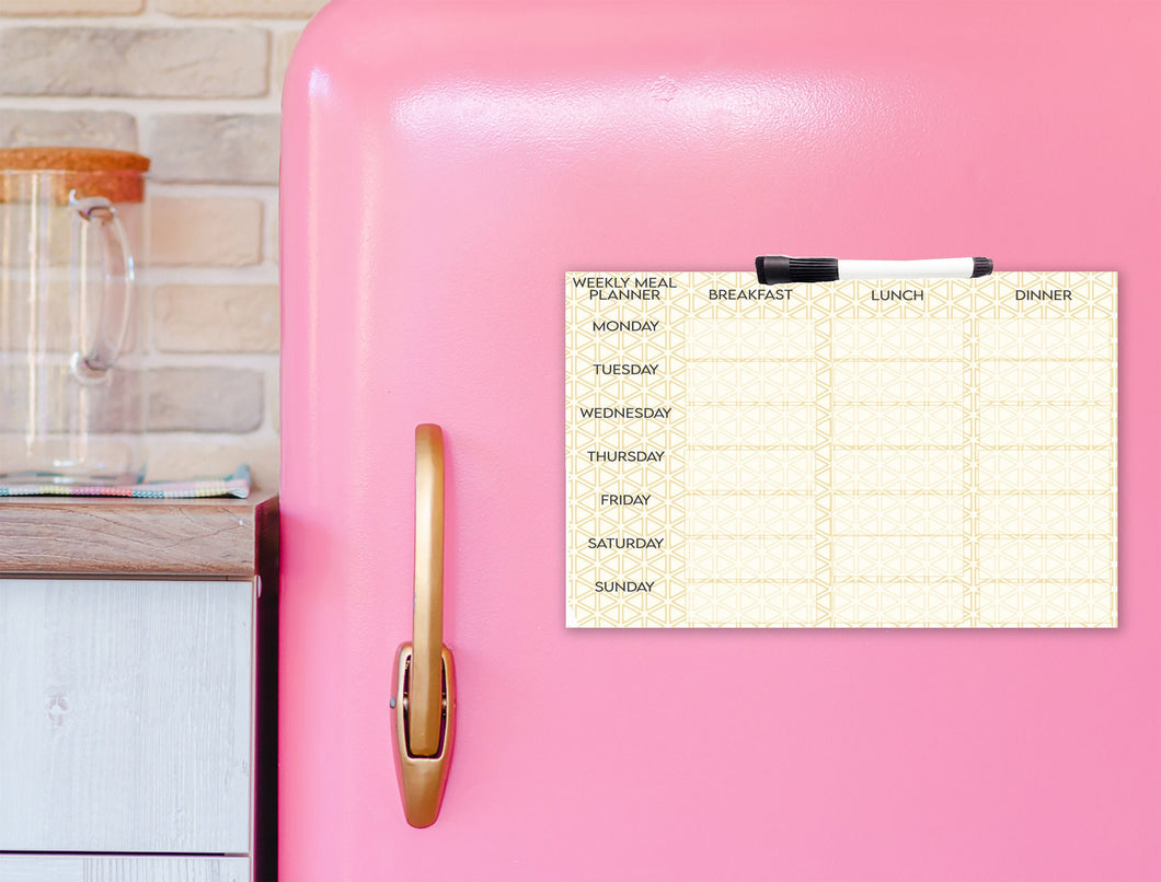 Weekly Metal Meal Planner Individual Day Drywipe Meal Planner Whiteboard With Free Pen Printed in The UK