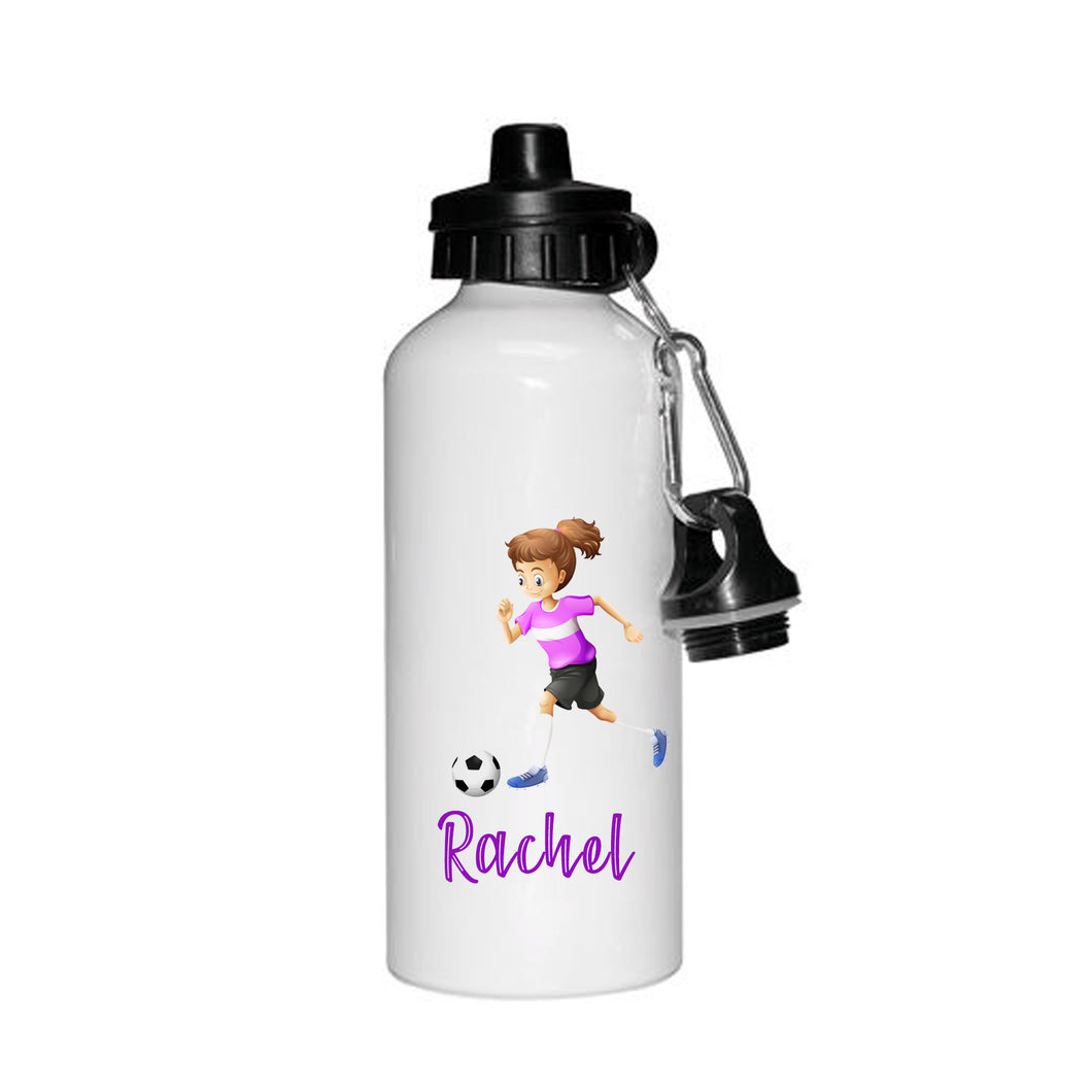 Personalised Girls Footballer Football Soccer Sports Drinking Personalised Water Bottle Flash - Back to School