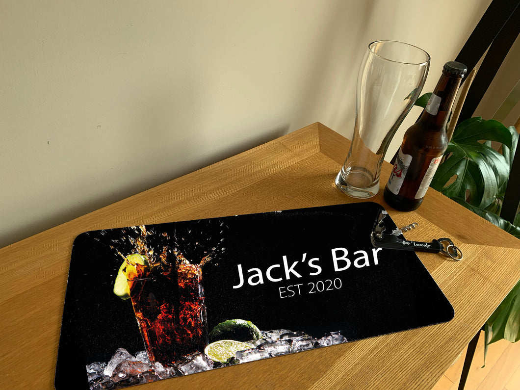 Custom Personalised Bar Runner - Home Bar Spill Mat Gift - Personalised Mat Bar Decor - Man Cave Gift Housewarming Gift For Men Gin