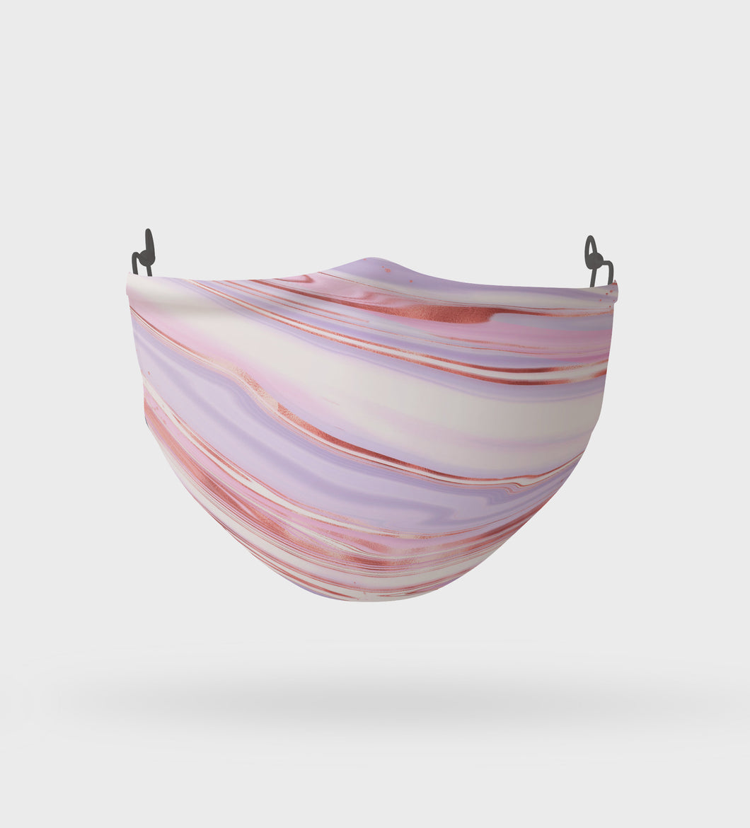 White and Pink Marble Effect Washable Two Layer Face Mask Protective Mask