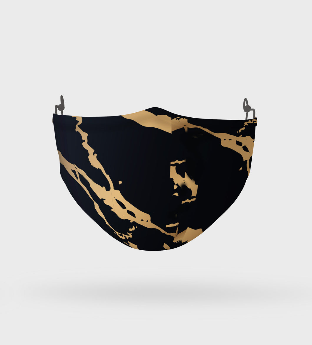Black and Gold Marble Effect Mask Washable Two Layer Face Mask Protective Mask