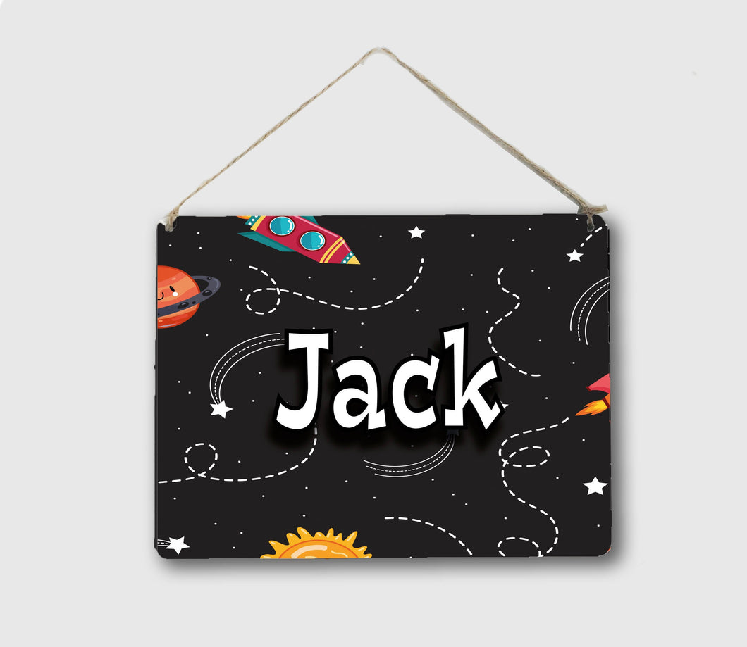 Personalised Space Rockets Children's Room Name Home Sign, Boys Room, Metal, Outdoor / Indoor, Personalised Sign Custom