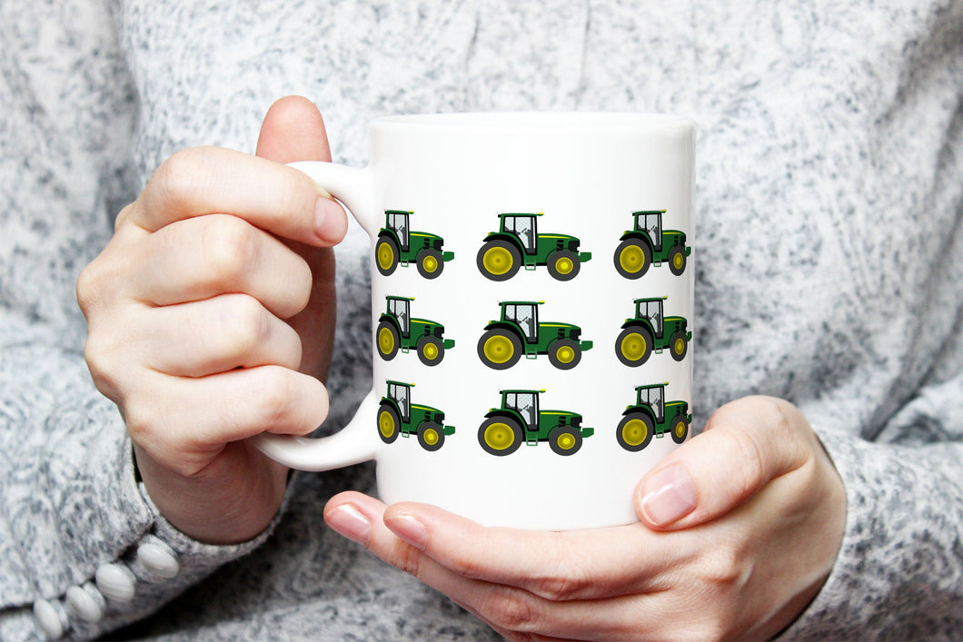 Green Tractor Pattern mug, Farmer mug, Tractors Coffee Cup, Farmer gift, Farming Gifts, Gift for farmer -Tractors