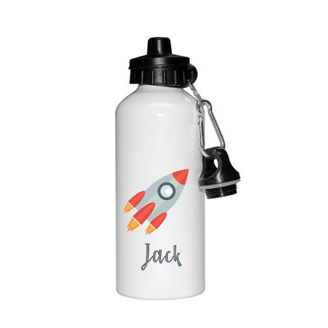 Personalised Rocket Space Chilren's Kids Drinking Personalised Water Bottle Flash - Back to School