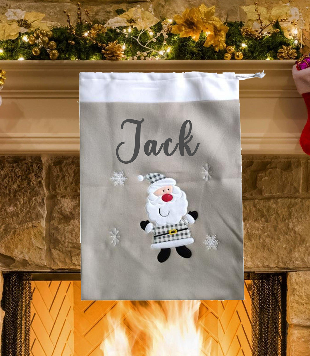 Personalised Santa Father Christmas Rudolph Christmas Santa Sack Grey / White Personalised Christmas Gift Day New Years Day Christmas Box