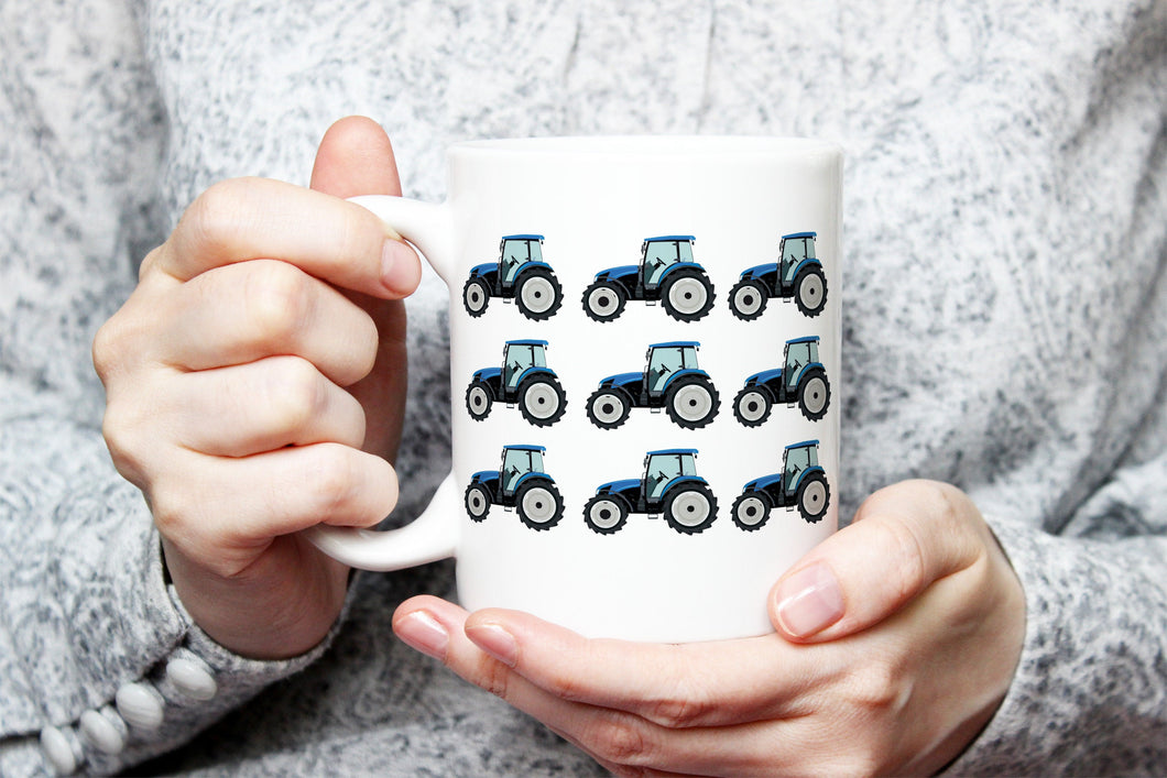 Blue Tractor Pattern mug, Farmer mug, Tractors Coffee Cup, Farmer gift, Farming Gifts, Gift for farmer -Tractors