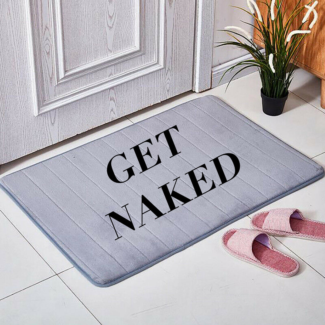 Get Naked Microfibre Custom Floor Mat Grey Memory Foam Soft Printed in the UK Bath Mat Shower Bathroom Runner