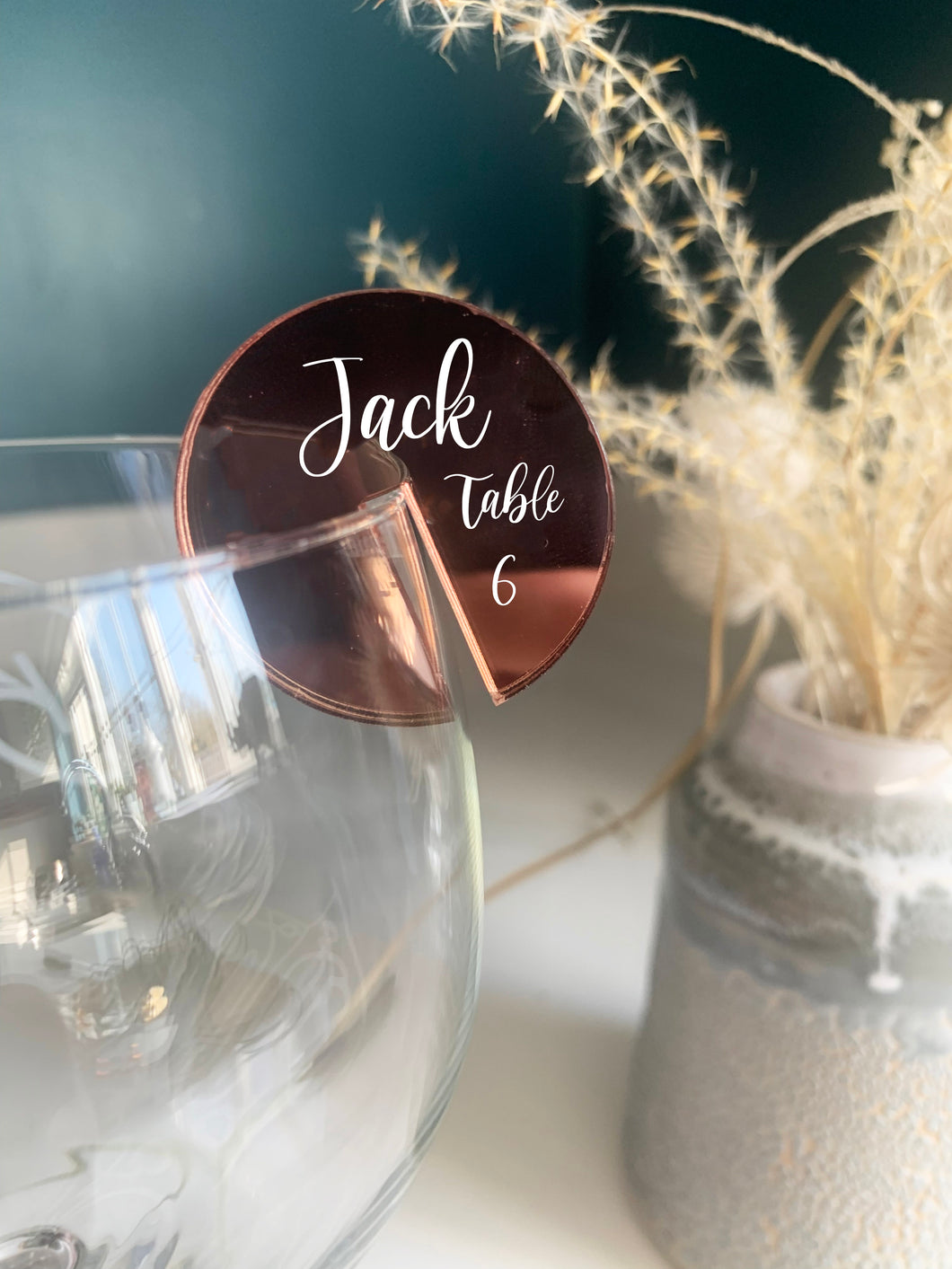 Personalised Acrylic Drink Name For Cocktail Glass - White Script Text