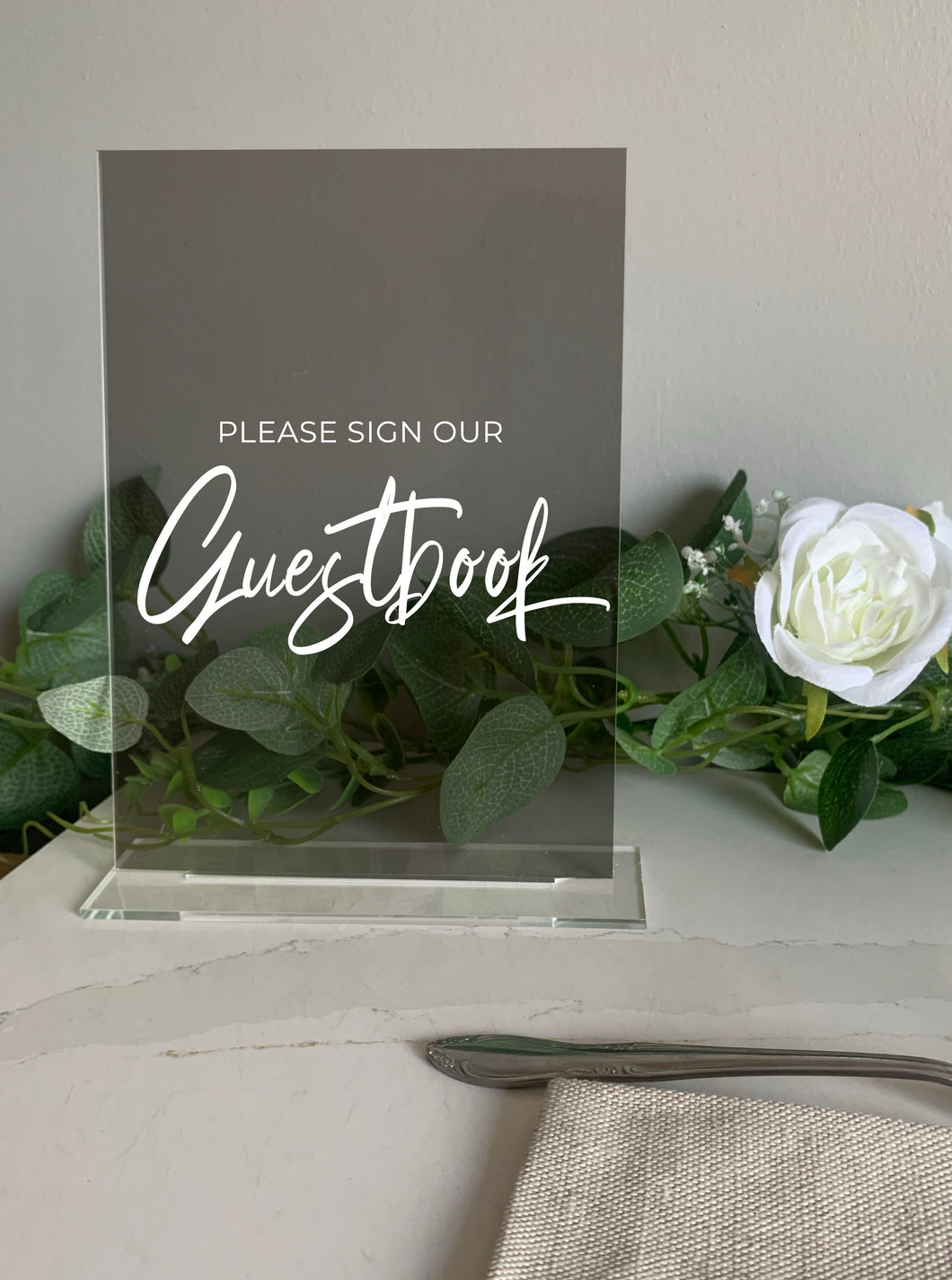Please Sign Our Guestbook Freestanding Unique Acrylic Wedding Table Sign